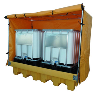 Imagen de Cubeta Plástica con Rejilla Extraíble y Toldo para 2 Depósitos de 1000 litros 